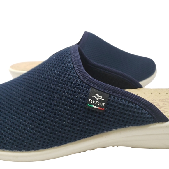 Fly Flot Blue Fabric Mule Clogs Shoes Slip On Comfort Size 40 - Picture 3 of 10